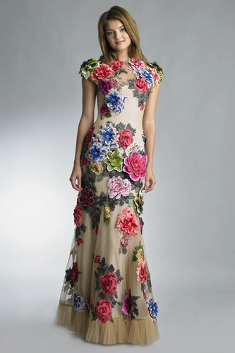 Floral motif dress basix - by,