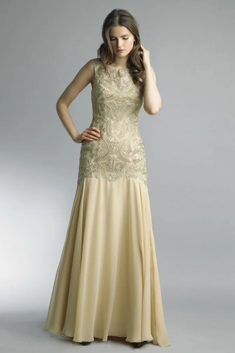 Sleeveless embroidered gown